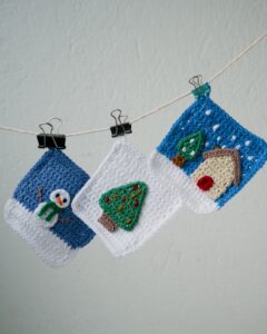 Set de Cuadritos Navideños en Crochet – Estilo Granny