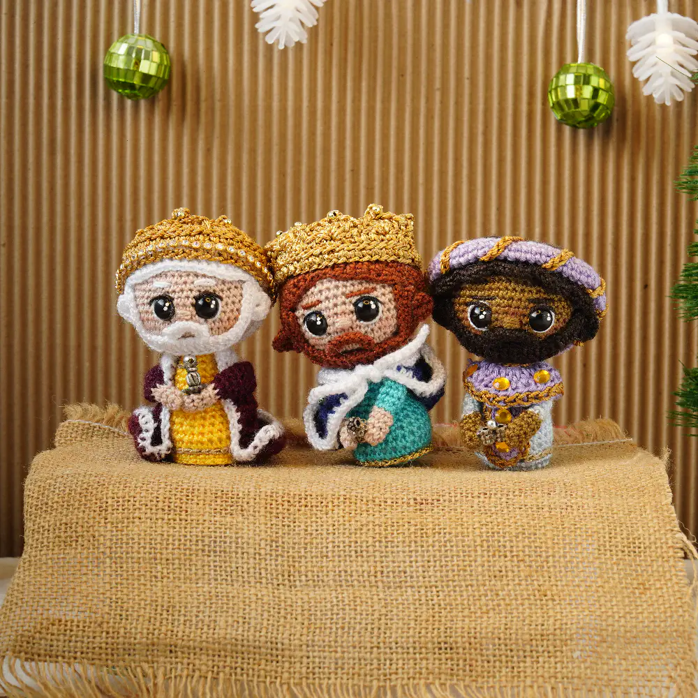 Mini Pesebre Crochet - Llegada de los Reyes Magos